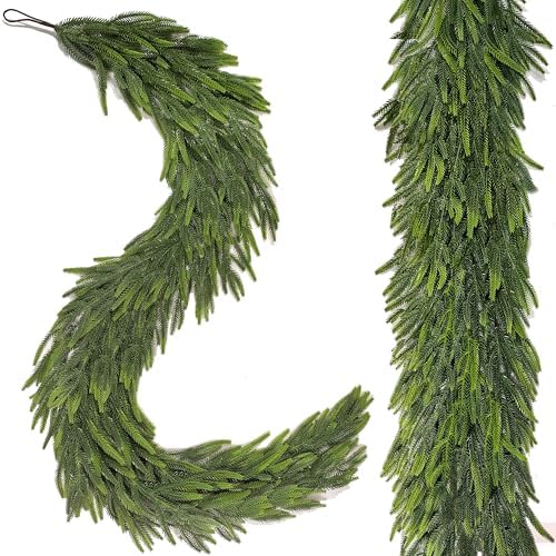 18FT (2Pcs 9Ft) Extra Full Christmas Garland Real Touch Norfolk Pine Garland Christmas Decorations Realistic Greenery Garlands for Mantle, Table, Stairs, Railing,Fireplace Indoor Outdoor Holiday Decor - Image 3