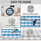 Buffalo Plaid Outdoor Rugs, 4'x6' Blue and White Checkered Indoor Outdoor Area Rug, Layering Rug for Welcome Door Mat, Washable Cotton Woven Farmhouse Mat for Spring Easter Front Porch Décor - Image 4