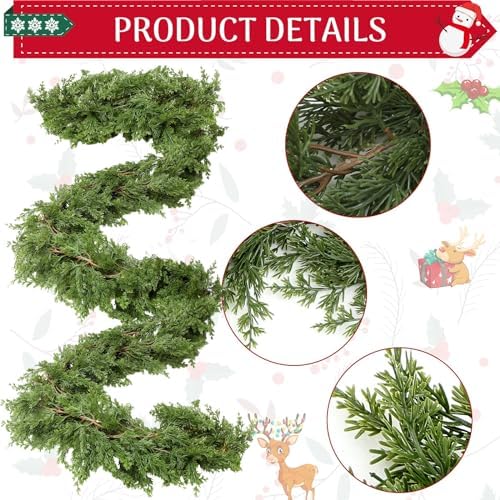Yinder 15 ft Artificial Cedar Christmas Garland, Extra Long Faux Pine Cypress Vine Garland for Mantel Staircase Doorway Table Centerpiece Indoor Outdoor Holiday Party Decoration(180 Inch) - Image 3
