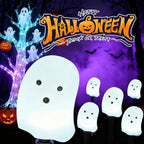 Halloween Solar Lights for Outdoor Decorations, 5 Pack Ghost Pathway Lights, Solar Ghost Lights for Garden, Yard, Party Halloween Decor（Dull） - Image 6