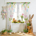 youleyar Easter Curtains for Living Room, 96 Inch Length Easter Colorful Eggs and Cute Bunny Printed Pattern Curtain, Rod Pocket Window Drapes Decorations for Bedroom Dining Room Drapes, 52W x 96L - Image 6