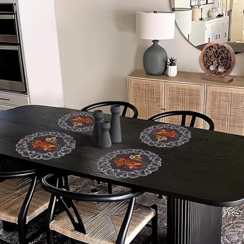 Decozen Set of 8 Doilies for Table, Lace Doilies - Rustic, Crochet, Farmhouse, Kitchen, Dining Table Centerpiece Decor - Round Christmas Placemats - 15 inch Charcoal Gray, Charcoal Fleur Collection - Image 6