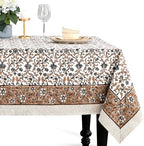 CPC Autumn Vine Tablecloth 100% Cotton 60x60 Inch Indian Block Print Rectangle Table Cover, Table Cloth for Gifting in Weddings, Halloween, Fall, Christmas, Thanksgiving by COTTONPRINTCLUB