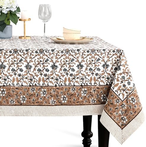 CPC Autumn Vine Tablecloth 100% Cotton 72x160 Inch Indian Block Print Rectangle Table Cover, Table Cloth for Gifting in Weddings, Halloween, Fall, Christmas, Thanksgiving by COTTONPRINTCLUB