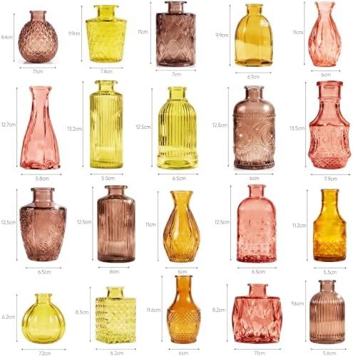 80 Pcs Colorful Glass Bud Vase Set, Small Colored Vintage Vases for Centerpieces, Cute Glass Bud Vases in Bulk,Decorative Flower Vases for Wedding Home Table Decor - Image 3