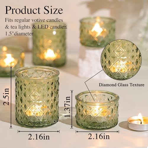 36 Pack Votive Candle Holders, Green Glass Tea Light Candle Holders - Image 3