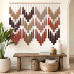 Large Macrame Wall Hanging Brown Dip-Dyed Tapestry Bohemian Chic Wall Art - Image 2