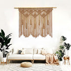 Youngeast Large Macrame Wall Hanging Boho Woven Tapestry Bohemian Macrame Wall Decor Handmade Tassel Tapestry Home Decoration for Bedroom Living Room 39"X31" (Wood Dowels Not Included) (Khaki) - Image 4