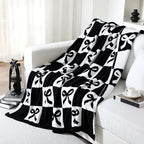 Buryeah Bow Knit Throw Blanket, Black and White, 50 x 60 Inch - Image 6