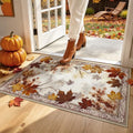 U'Artlines Fall Front Door Mat, 32"×48" Vintage Farmhouse Marple Leaves Mat by UArtlines