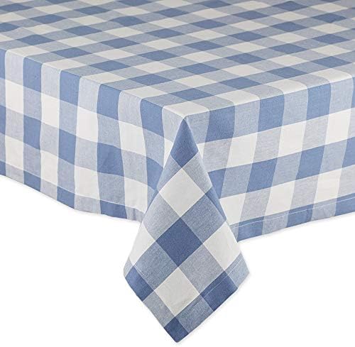 DII Buffalo Check Collection, Classic Farmhouse Tablecloth, 52 x 52, Stonewash Blue - Image 2