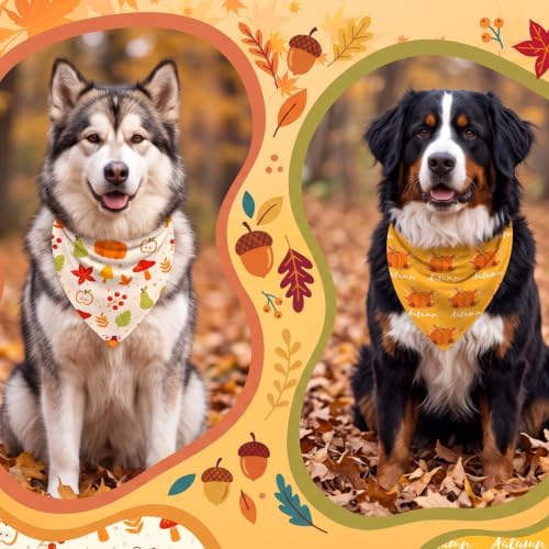 Abbylike 50 Pcs Fall Dog Bandanas Bulk Autumn Leaf Pumpkin Acorn Mushroom - Image 4