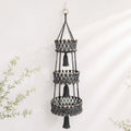 Macrame Hanging Fruit Basket, 3-Tier Boho Kitchen Storage(Gray) by Unknown