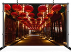 10x8ft China Vintage Street Backdrop Asia Chinese Lunar New Year Red Lanterns Wooden Building Night View Background Asian China Travel Party Decor Photo Studio Booth Props Wallpaper - Image 3