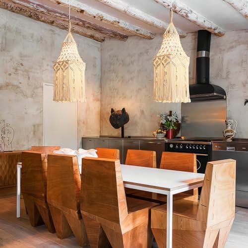 Bioaqua Plug in Pendant Light, Boho Lamp Shade with 9.8ft Plug Cord - Image 6