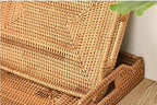 YANGQIHOME 17" Handwoven Rattan Serving Tray with Handles – Rectangular Wicker Tray for Coffee Table, Breakfast, Drinks, Fruit, Snacks, Ottoman & Kitchen Counter Decor,(Rectangular XL) - Image 2