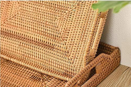 YANGQIHOME 17" Handwoven Rattan Serving Tray with Handles – Rectangular Wicker Tray for Coffee Table, Breakfast, Drinks, Fruit, Snacks, Ottoman & Kitchen Counter Decor,(Rectangular XL) - Image 2