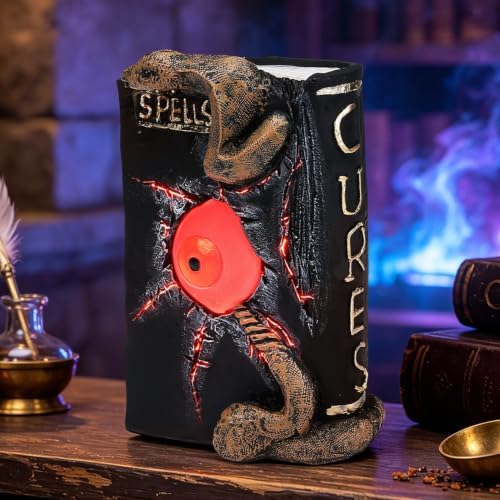 Halloween Spellbook Statue with LED Eyeball 8.3" Resin Spooky Table Decor - Image 3