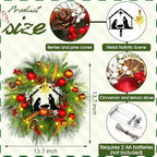 Knitgrip Gold Nativity Scene Pre-Lit Christmas Wreaths for Front Door - Image 2