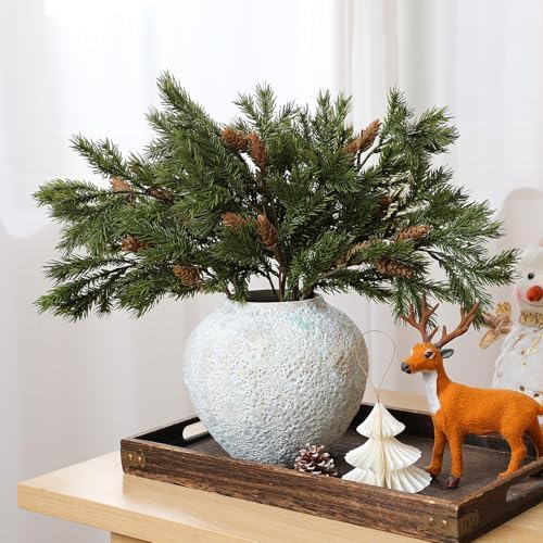 Wavwavw 6 Pcs Greenery Christmas Artificial Cedar Pine Stems, 25.5 Inch - Image 4