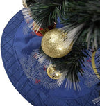 X.Sem Large Pine Branches Berry Embroidered Faux Silk Christmas Tree Skirt with Pintuck Border 50'' Blue (50 inch) - Image 7