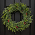 Glitzhome 30 Inch Christmas Wreaths for Front Door, Artificial Greenery Wreath with Pine Cones and Red Berries for Windows, Walls, Porches, Indoor and Outdoor Home Decoration by Glitzhome