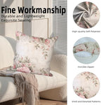 4 Pcs/Set Floral Pillow Covers Spring Poppy Rose Flowers Vintage Plants Watercolor Rustic Valentine Throw Pillow Covers for Outdoor Home Couch Sofa Bedroom Farmhouse Decor, 22"x22" - Image 2