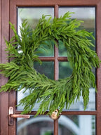 24" Real Touch Norfolk Pine Wreath, Faux Christmas Wreath for Front Door - Image 4