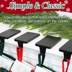HMASYO Christmas Stocking Holders for Mantle Set of 4, Black Heavy Duty Iron Stocking Hangers Base, Low Profile Weighted Stocking Holder Hooks for Fireplace Tabletop Shelf Christmas Decoration - Image 3
