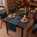 7 Pcs Christmas Tartan Plaid Table Runner and Placemat Set, Green - Image 5