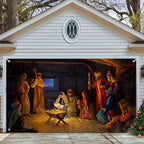 Christmas Garage Door Banner 7x8 ft, Merry Christmas Holiday Banner Garage Door Cover Nativity Large Murals Decoration Indoor Outdoor Christmas Holiday Decoration, Nacimiento de Jesus para Navidad,F by Unknown