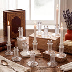 Mumufy 12 Pcs Glass Crystal Taper Candle Holders, 4 Inch Clear Glass Candlestick Holder Fit 0.8 Inch Candles, Crystal Decorative Candle Stand Centerpiece for Wedding, Dining Room, Party(Beads) - Image 5