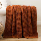 Waffle Knit Blanket Throw, Fall Caramel Throw Blanket for Couch, 50"x60" - Image 3