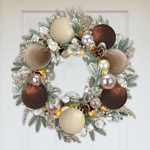 15 Pcs 3.15" Large Brown Velvet Balls Ornaments for Christmas Tree Neutral - Image 5