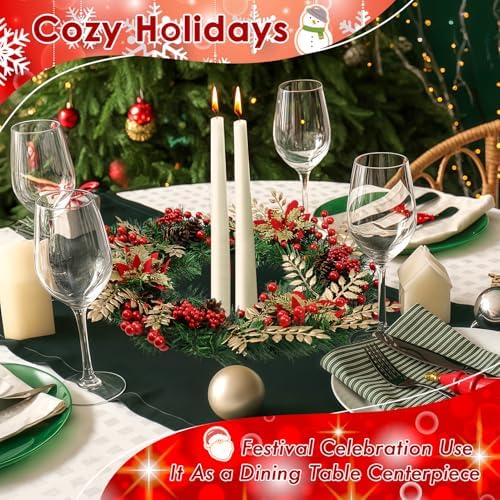 Christmas Wreaths for Front Door Decor Flower, 22" Winter - Image 7
