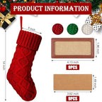 JellyArch 9 Pcs Personalized Christmas Stockings Xmas Stocking with Leather Patches Custom Name Cable Knitted Hanging Family Stockings for Christmas Holiday Fireplace Party Decoration (14 Inches) - Image 2