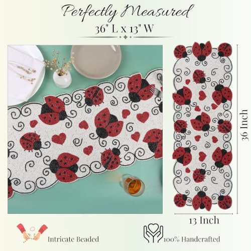 Beaded Table Runner 13 x 36 Inch - Handmade Glass Bead Decorative Runner for Dining Table, Coffee Table, Farmhouse, Wedding, Holiday & Everyday Centerpiece Decor, Garnet Black - Image 4