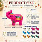 12 Pcs Indian Return Gift Bulk for Pooja, Colorful Elephant Statue - Image 2