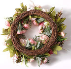 Peony Spring Wreaths for Front Door Outside Rose Summer Door Wreath Full 15 Inch Handmade Fall Winter Wreaths for Front Door Wall Window Decor - Image 3