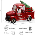 Snowman Christmas Snow Globes Red Truck Carrying Christmas Tree Water Lantern, 8 Christmas Music, Holiday Decorations Gifts for Family, Children or Friends - Image 2