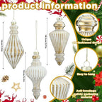 6Mercury Glass Finial Christmas Ornament 5.7"hanging, Gold White - Image 2