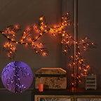 LITBLOOM Halloween Garland Lights 8 Functions 120 Orange and Purple Bi-Color Fairy Lights, Lighted Black Garland Battery Operated for Fall Halloween Decor Inside Outdoor by LITBLOOM