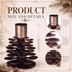 Yungyan 4 Pcs Christmas Pine Cone Taper Candle Holders 3.1 Inch Christmas Pinecone Candle Holder Metal Rustic Candlestick Holder Vintage Distressed Table Centerpiece for Xmas Holiday Farmhouse Decor - Image 2