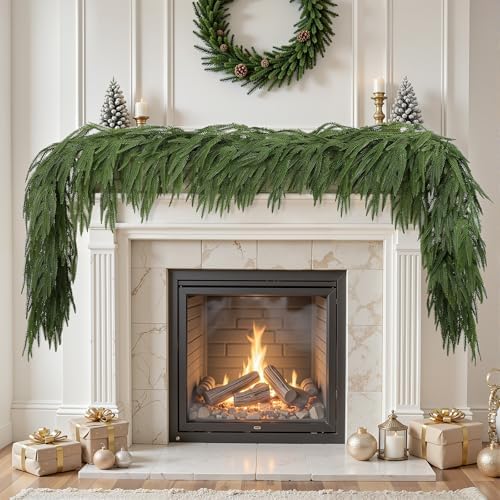 2PCS 9FT Christmas Garland, Artificial Real Touch Norfolk Pine Garland - Image 2