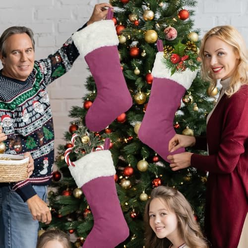 Christmas Stockings 6Pack 20 Inches Big Xmas Stocking for Family Holiday Decorations and Xmas Tree Fireplace Decor Merry Christmas(6, Pink-Large) - Image 7
