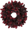 Artificial Fall Leaf Wreath for Front Door – 24" Autumn Wreath with Lifelike Fagus Sylvatica Foliages – Burgundy Red – Rustic Thanksgiving & Halloween Decoration for Indoor & Outdoor by Arborus
