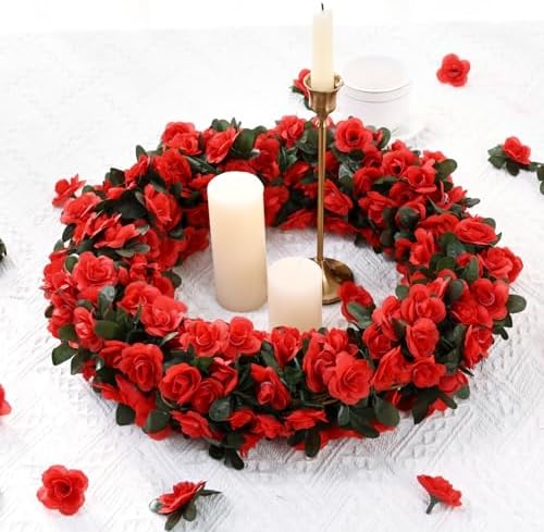 BLEUM CADE 12Pcs 16.4Ft Fake Flower Garland Artificial Rose Vines - Image 7