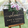 Personalized Wedding Welcome Sign | Custom Wood Sign for Wedding | 2 Optional Shapes, 4 Optional Sizes, 5 Wooden Colors - Wedding Plaque for Welcome Sign, Rustic Wedding Decor - D2 by PersonalizedFavors