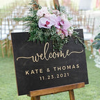 Personalized Wedding Welcome Sign | Custom Wood Sign for Wedding | 2 Optional Shapes, 4 Optional Sizes, 5 Wooden Colors - Wedding Plaque for Welcome Sign, Rustic Wedding Decor - D2 by PersonalizedFavors