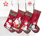 LUBOT 4 Pack Christmas Stockings(21inch) Embroidered Linen Applique Burlap Fireplace Hanging Christmas Stocking Ornament for Family Decorations Holiday Xmas Gift - Image 3
